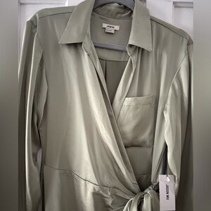 NWT Jason Wu Satin Wrap Dress in Soft Green
